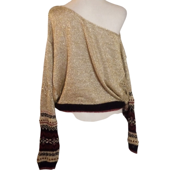 Free People Ski Lake Metallic One Shoulder Sweater Size Small - Picture 6 of 9